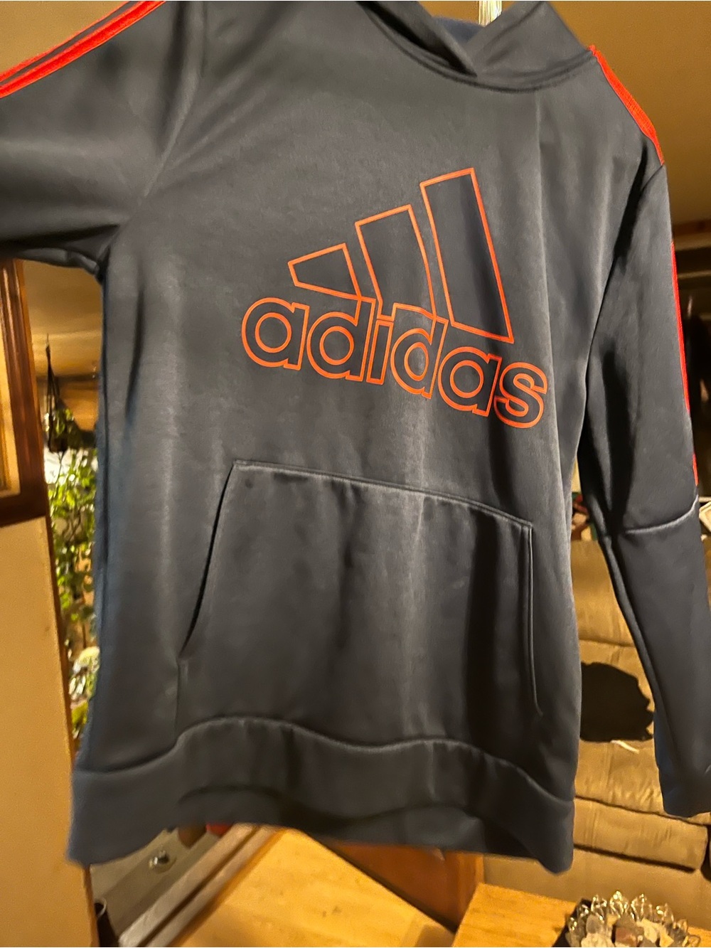 adidas Young Men's Navy Crewneck Sweatshirt with Red Logo